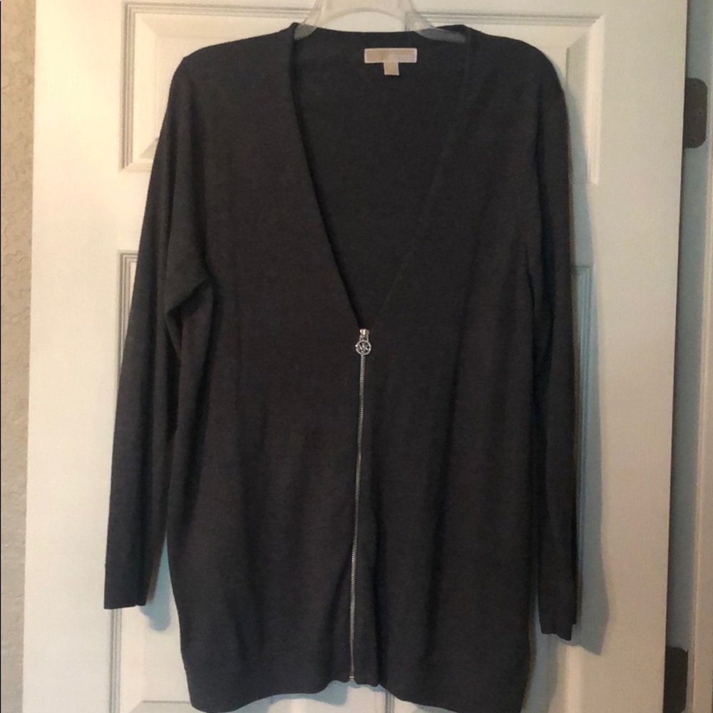 Michael Kors 3X grey cardigan half zip sweater